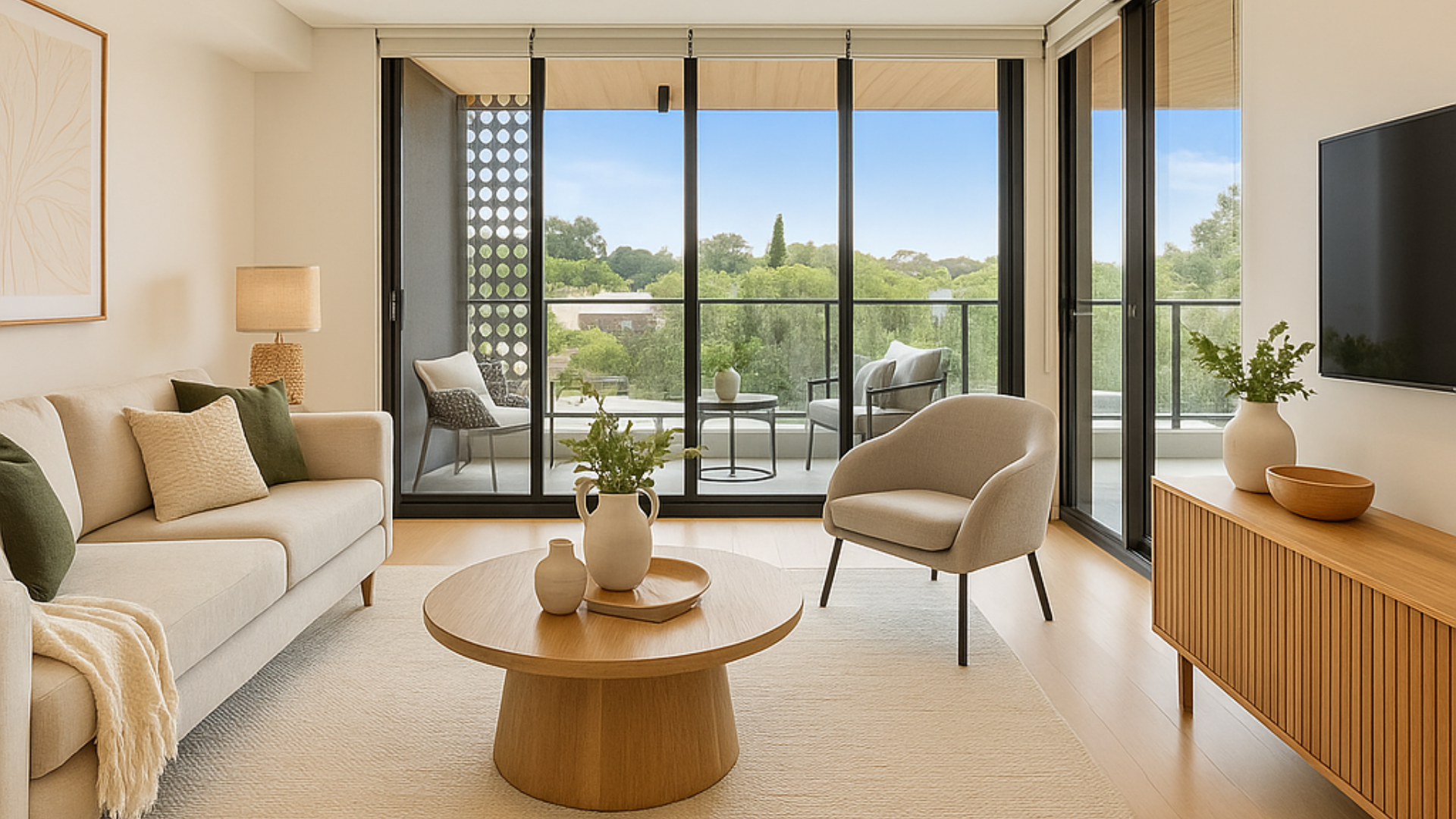 Professionally staged living room